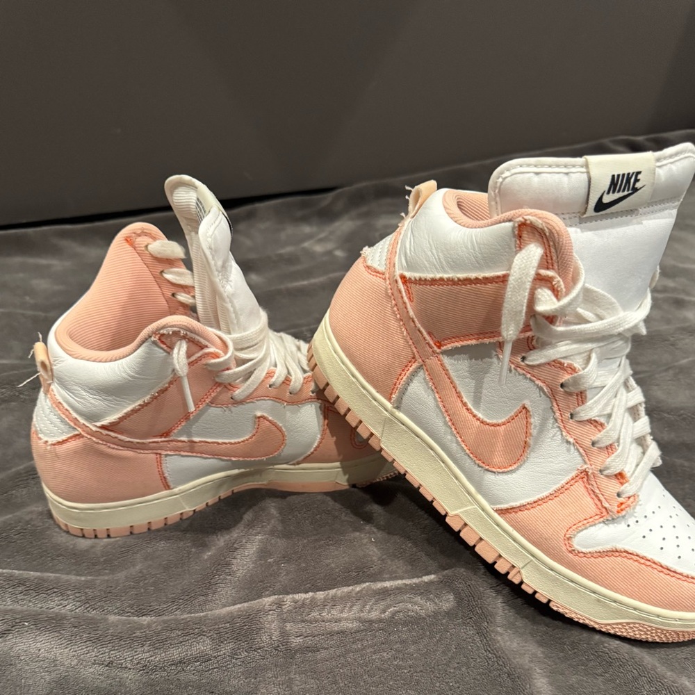 Nike Women's Dunk High - White and Pink Sneakers